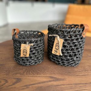 Flätad korg 2 set – Svart